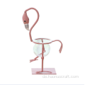 Tischdeko Metall Pink Flamingo Glas Übertopf